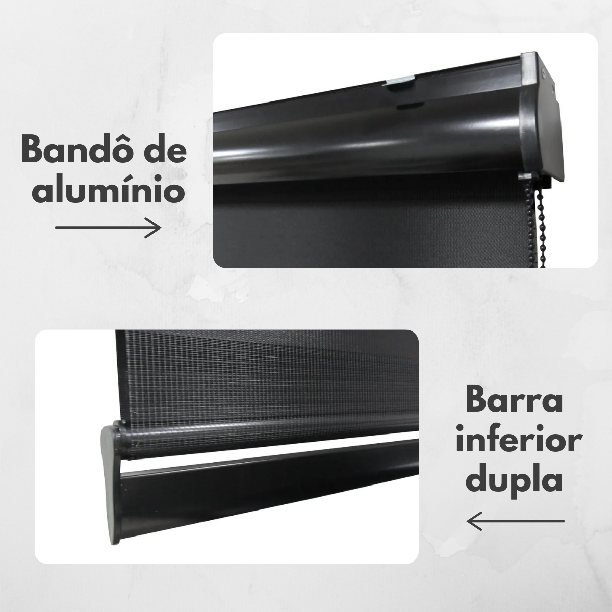 Persiana Rolo Double Vision Zebra 180larg x 220alt Preta c/ bando