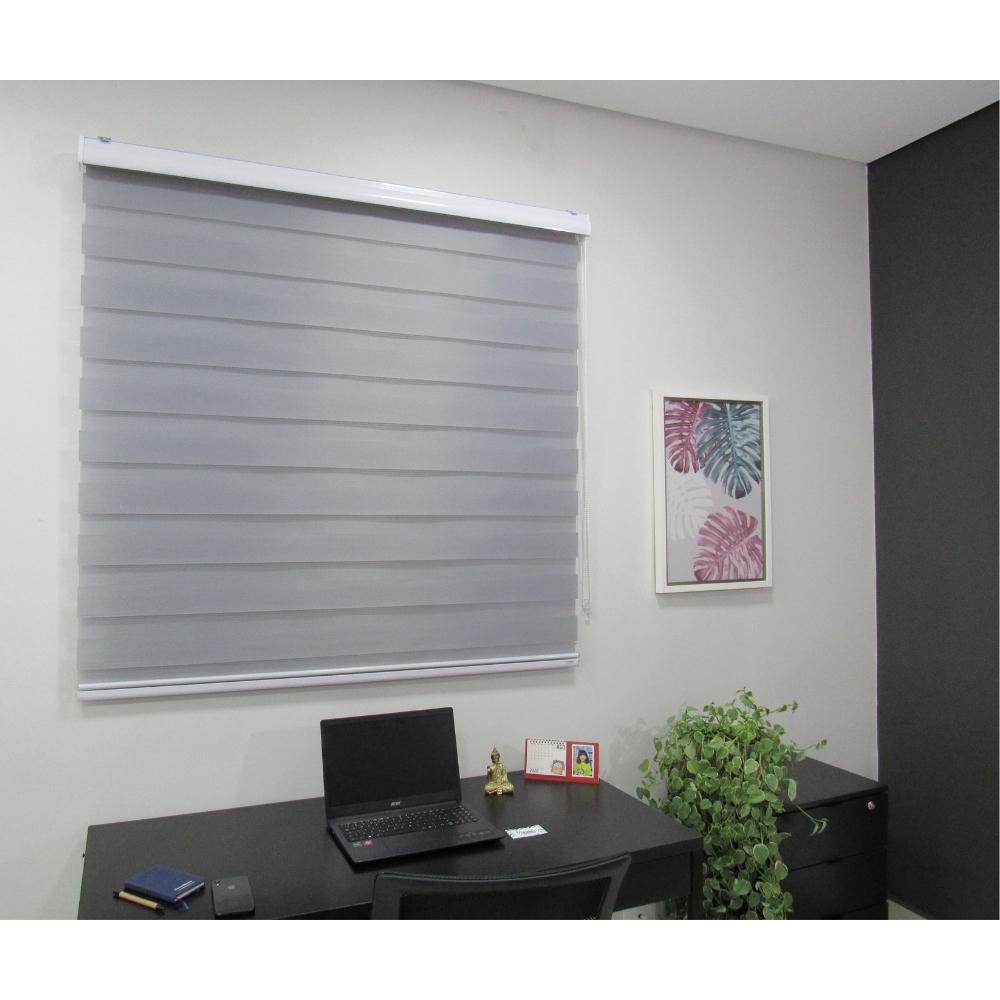 Persiana Rolo Double Vision Zebra 220larg x 220alt Cinza com bando
