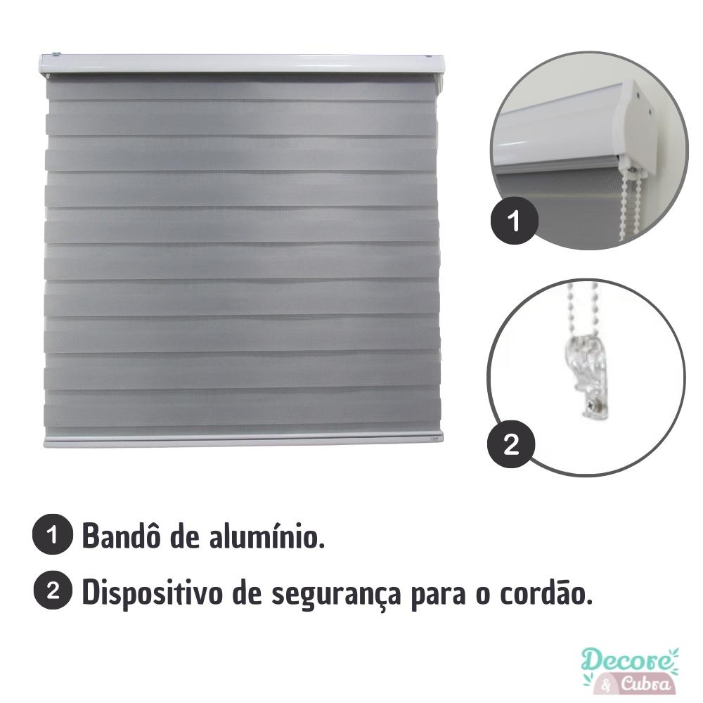Persiana Rolo Double Vision Zebra 220larg x 220alt Cinza com bando