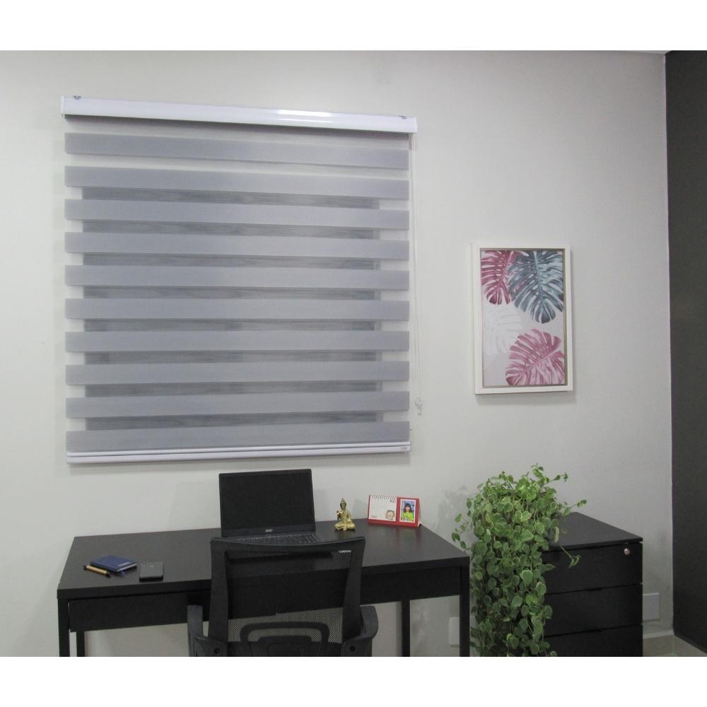 Persiana Rolo Double Vision Zebra 220larg x 220alt Cinza com bando