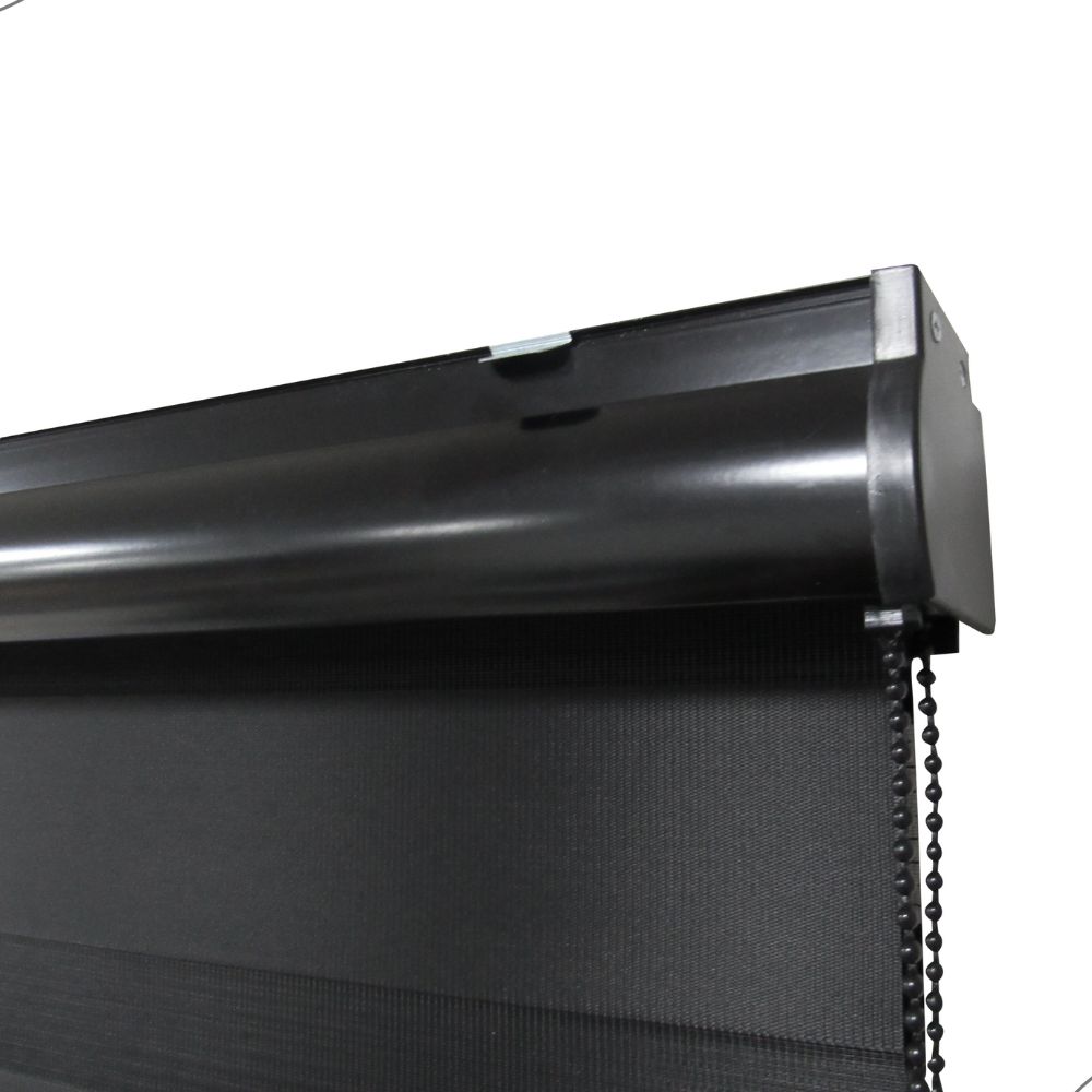 Persiana Rolo Double Vision Zebra 220larg x 220alt Preta c/ bando