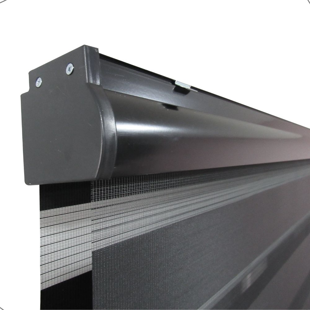 Persiana Rolo Double Vision Zebra 220larg x 220alt Preta c/ bando