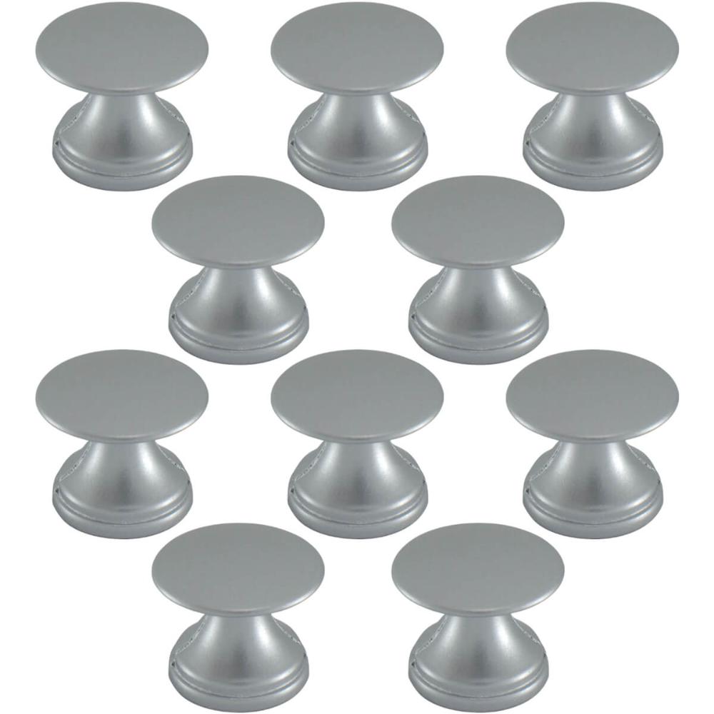 Conjunto de 10 Puxadores 199 Tucson Ponto Cromo Acetinado Para Móveis Armários e Gavetas