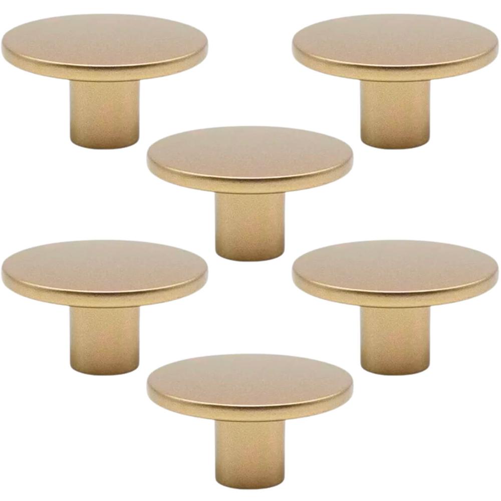 Kit 6 Puxadores 206 Naico Ponto Redondo Dourado Para Móveis Armários e Gavetas