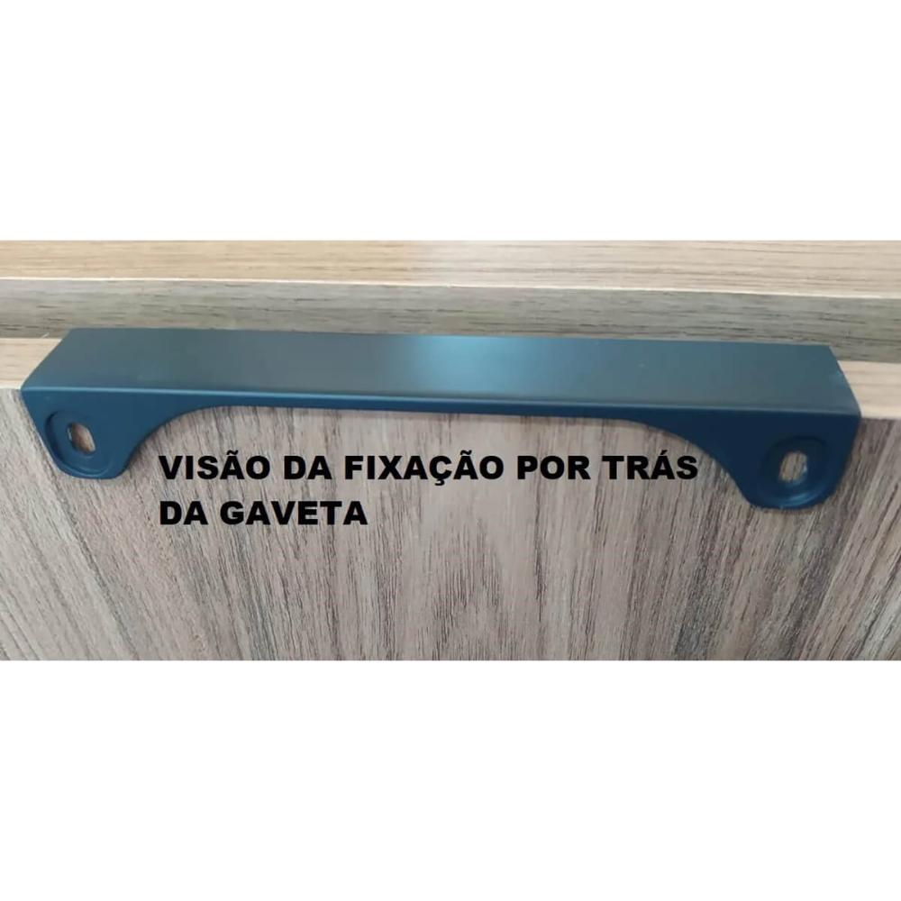 Puxador PV22 80 Alça de Sobrepor Preto Fosco Para Móvel Armários e Gavetas