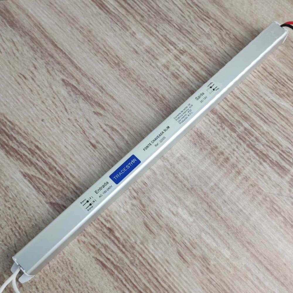 Rolo de Fita Led 4000k 5m Adesiva e Fonte de Alimentação Sli