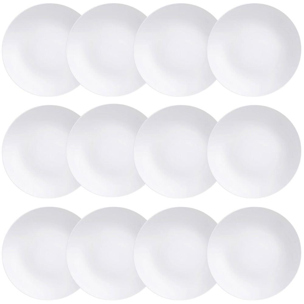 12 Pratos Rasos Porcelana Branca 25cm Tramontina Leonora Restaurante Eventos Mesa Posta