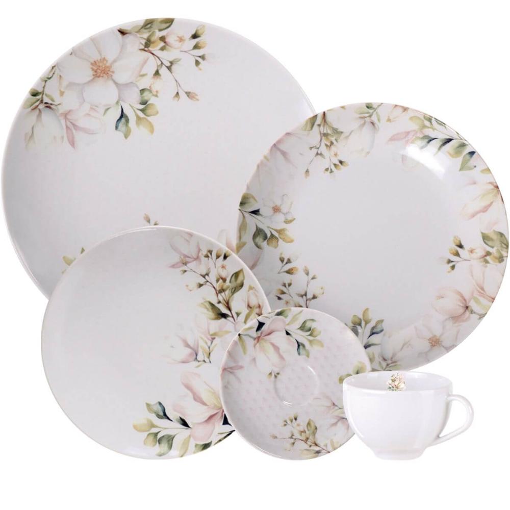 Aparelho de Jantar 20 Peças Tramontina Magnólia Porcelana Branco 4 Pessoas
