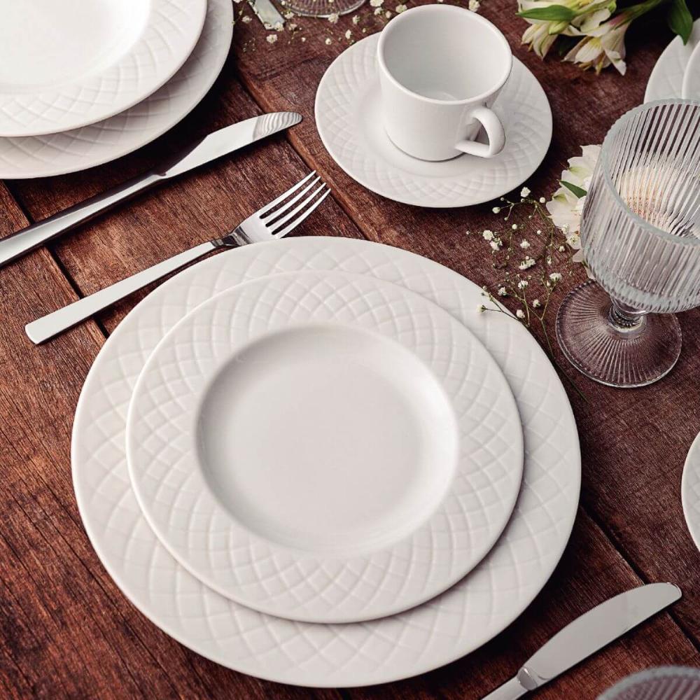 Aparelho de Jantar 30 Peças Tramontina Ingrid Porcelana Decorada Mesa Posta