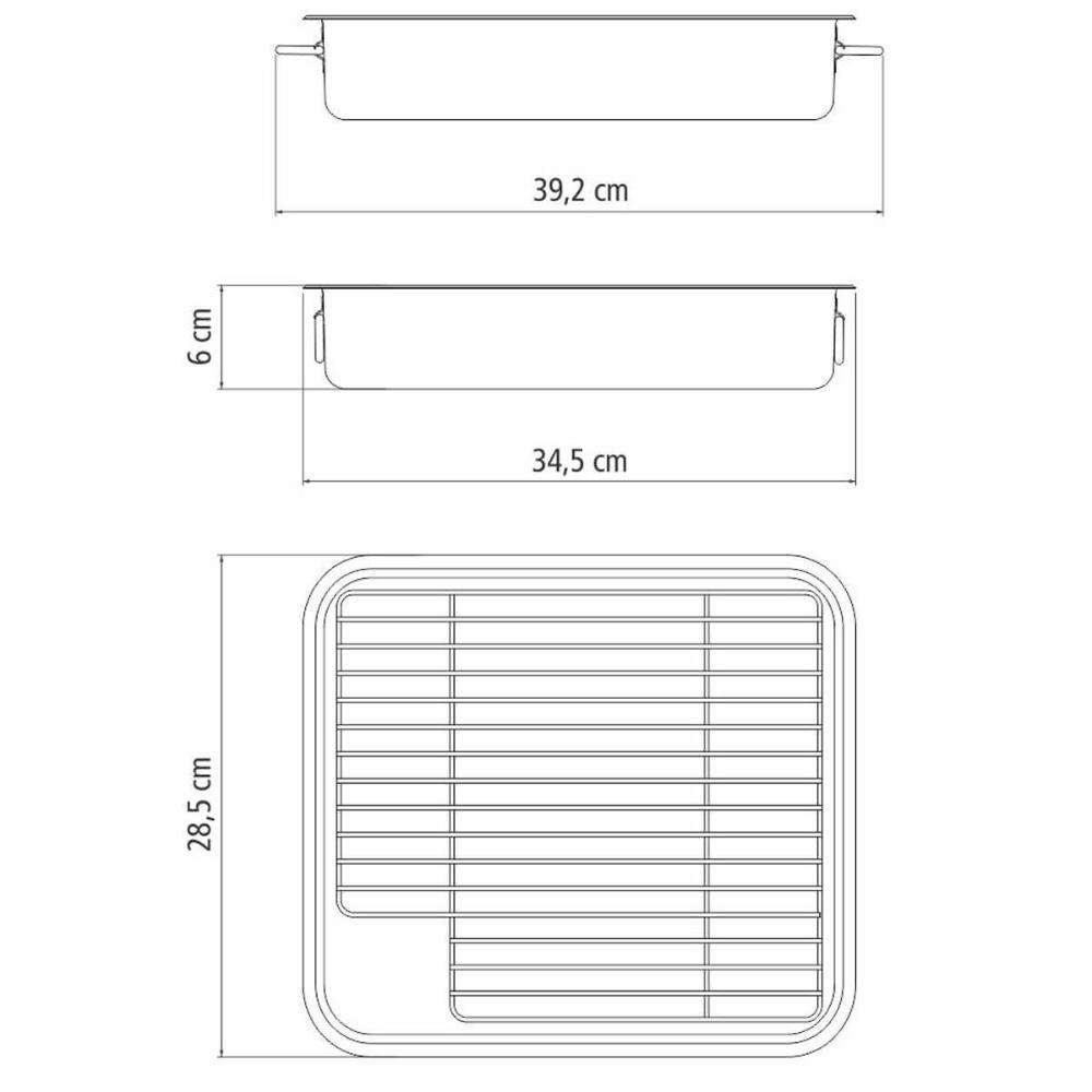Assadeira Tramontina Service 4,6L em Aço Inox com Grelha 34x28cm com Alças Laterais