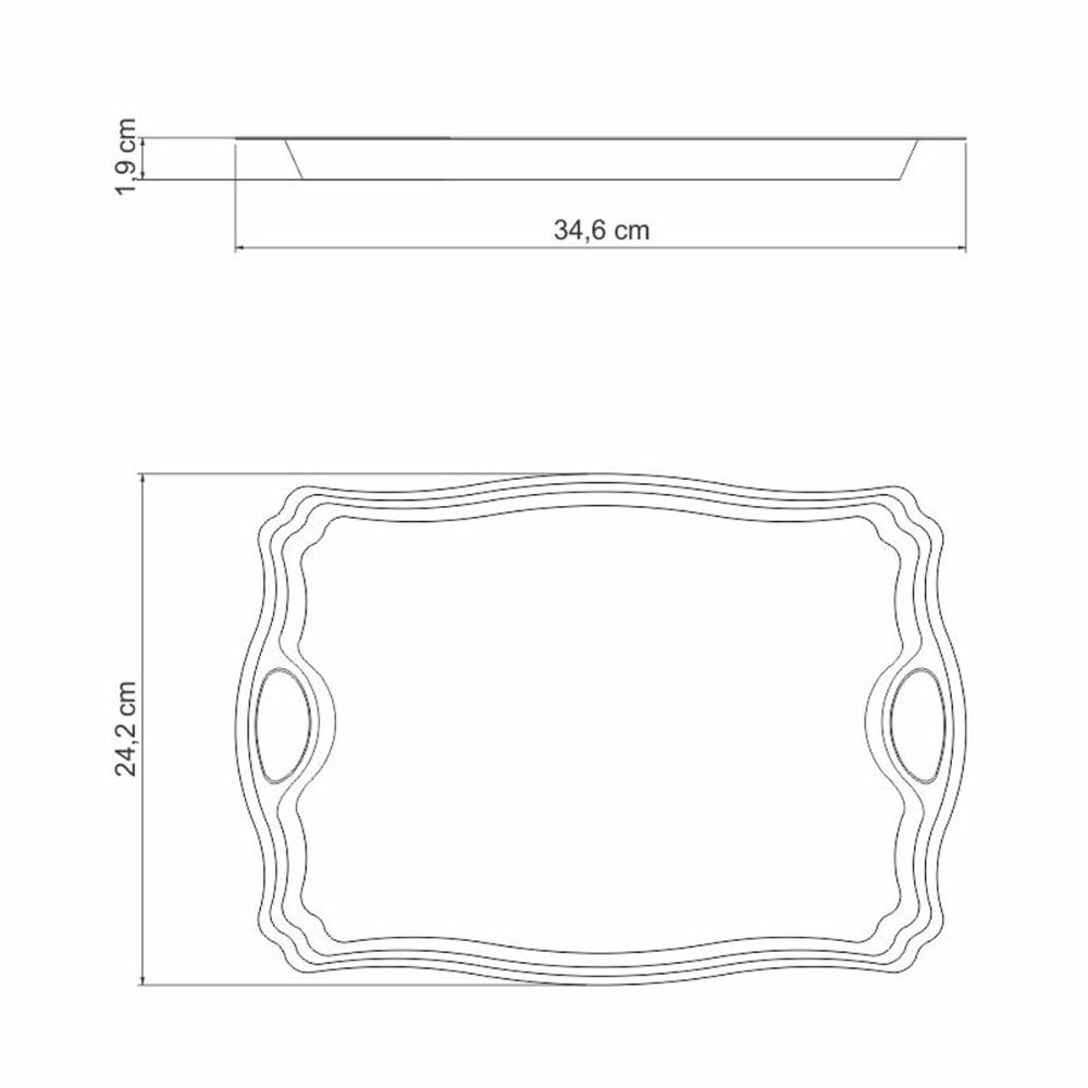 Bandeja Retangular 34x24cm Classic Tramontina com Alças Late