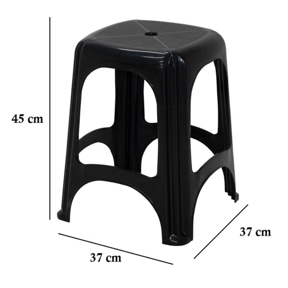 Banqueta Preta Banco Tramontina em Plástico 100Kg Portátil E