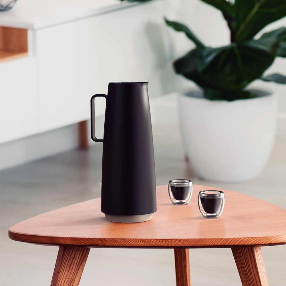 Bule Térmico Tramontina Exata 1L Garrafa Térmica Preta para Café Chá Água com Ampola de Vidro
