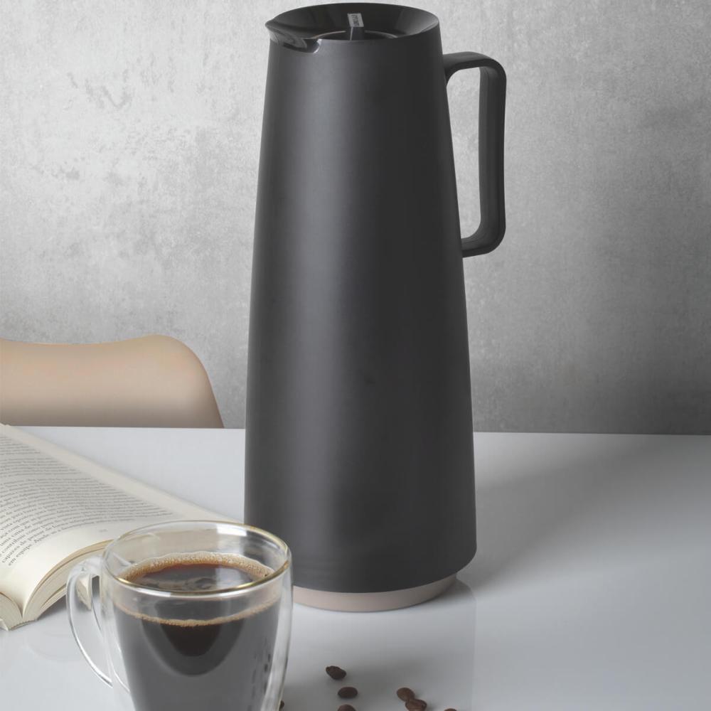 Bule Térmico Tramontina Exata 1L Garrafa Térmica Preta para Café Chá Água com Ampola de Vidro