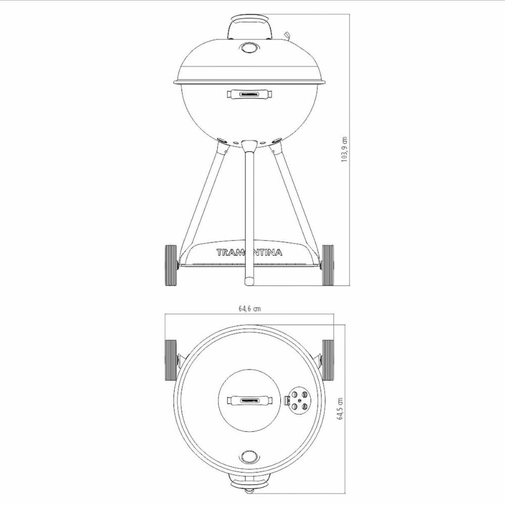 Churrasqueira Tramontina de Aço Esmaltado a Carvão TCP-560L Bafo Grelha de Inox com Rodas e Tampa