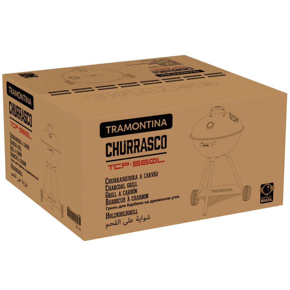 Churrasqueira Tramontina de Aço Esmaltado a Carvão TCP-560L Bafo Grelha de Inox com Rodas e Tampa