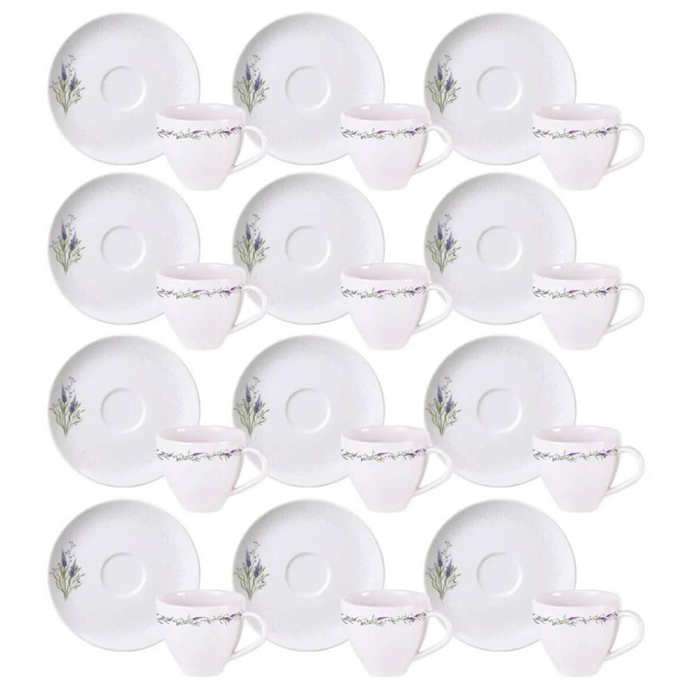 Conjunto 12 Xícaras de Porcelana com Pires 100ml Tramontina Lilla Café Mesa Posta