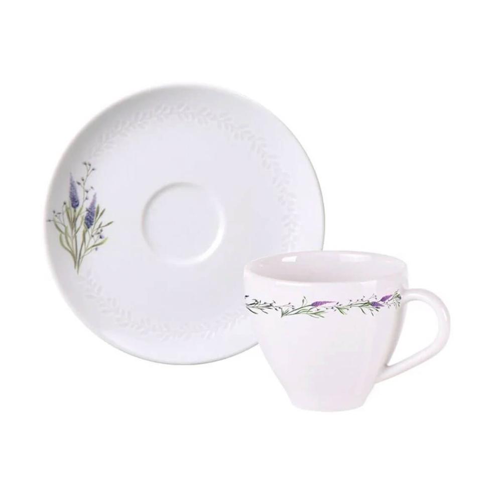 Conjunto 12 Xícaras de Porcelana com Pires 100ml Tramontina Lilla Café Mesa Posta