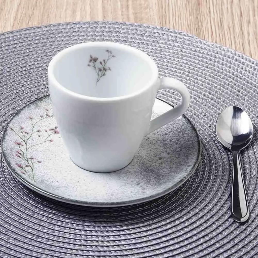 Conjunto 12 Xícaras e Pires Porcelana 200ml Floralis Tramontina Branco Chá Café