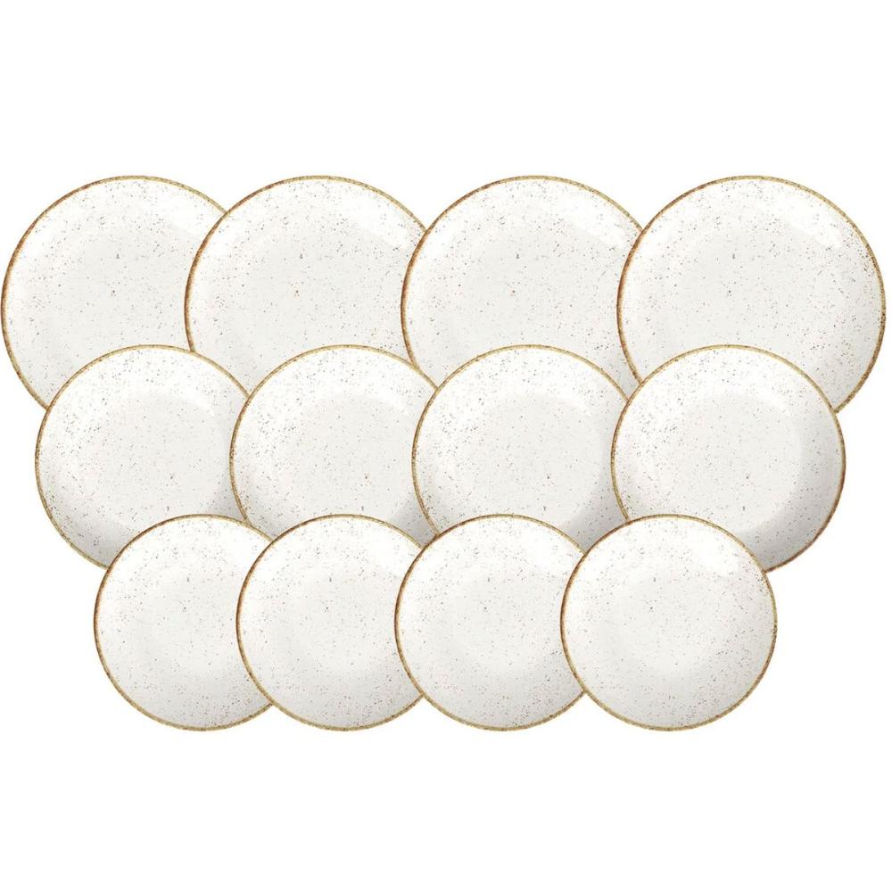 Conjunto 12pçs Pratos de Porcelana Tramontina Rústico Marrom