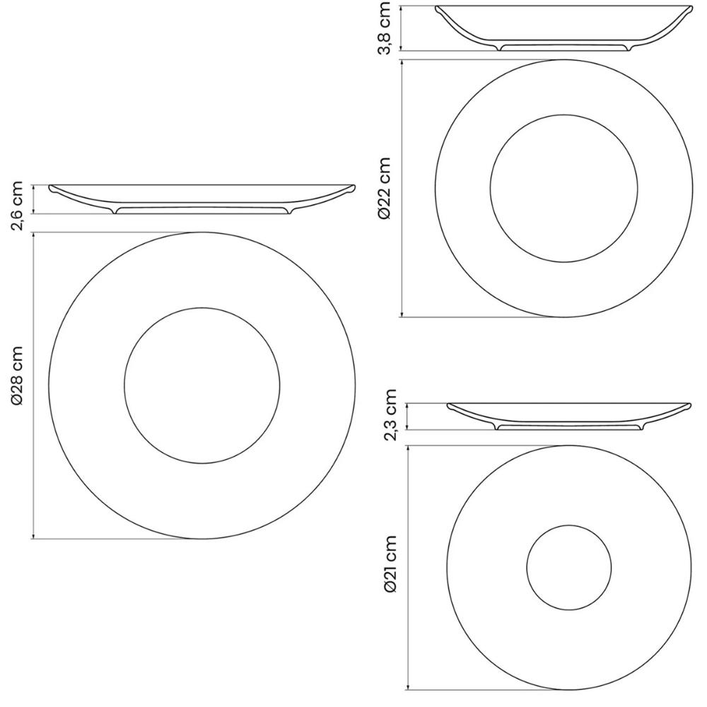Conjunto 12pçs Pratos de Porcelana Tramontina Rústico Marrom
