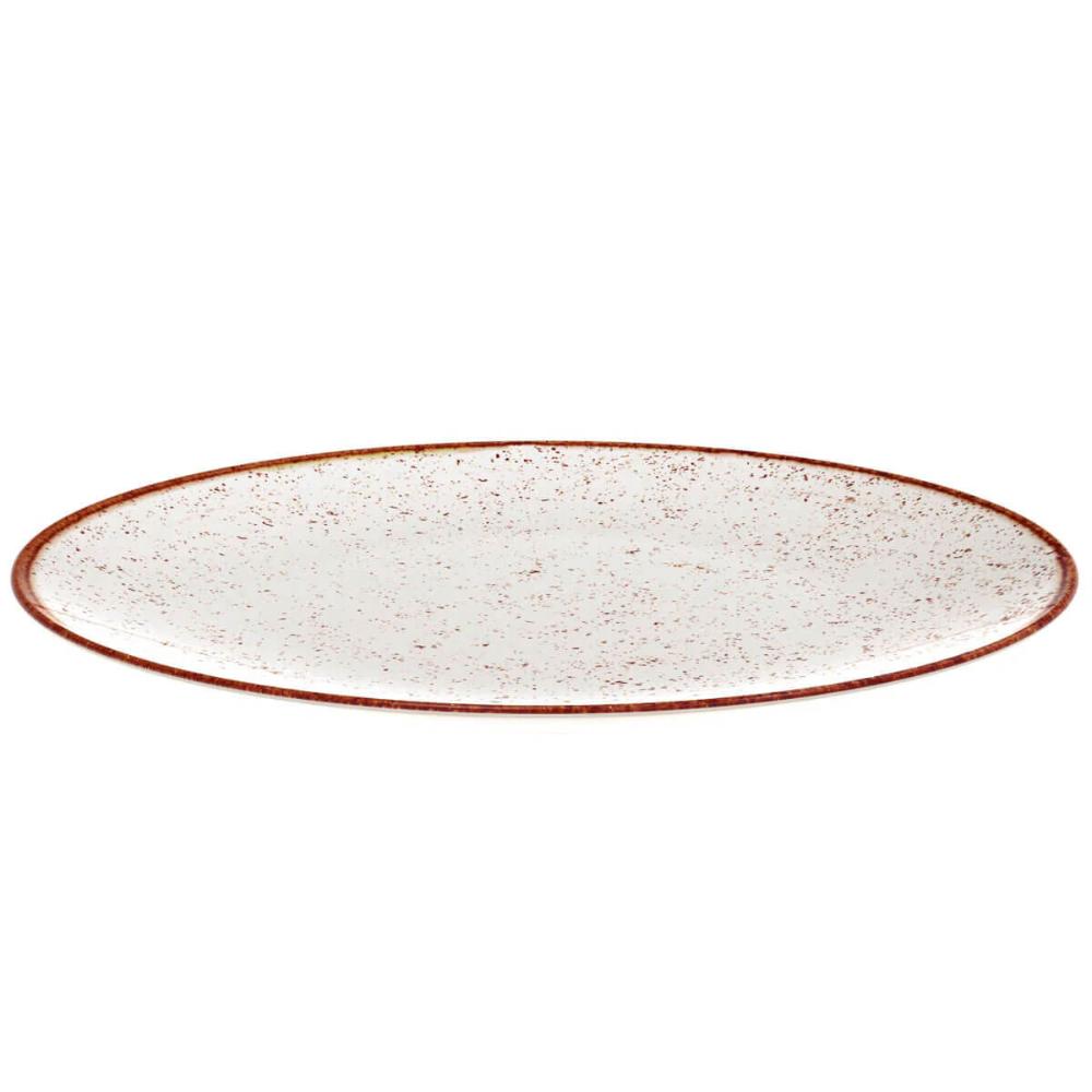 Conjunto 6 Pratos Rústicos Tramontina 25cm Rasos Porcelana Decorado Marrom