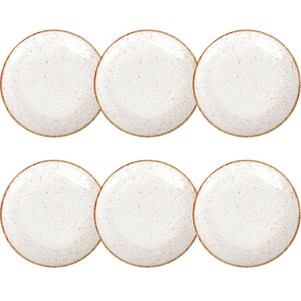 Conjunto 6 Pratos Rústicos Tramontina Rasos 28cm Porcelana M