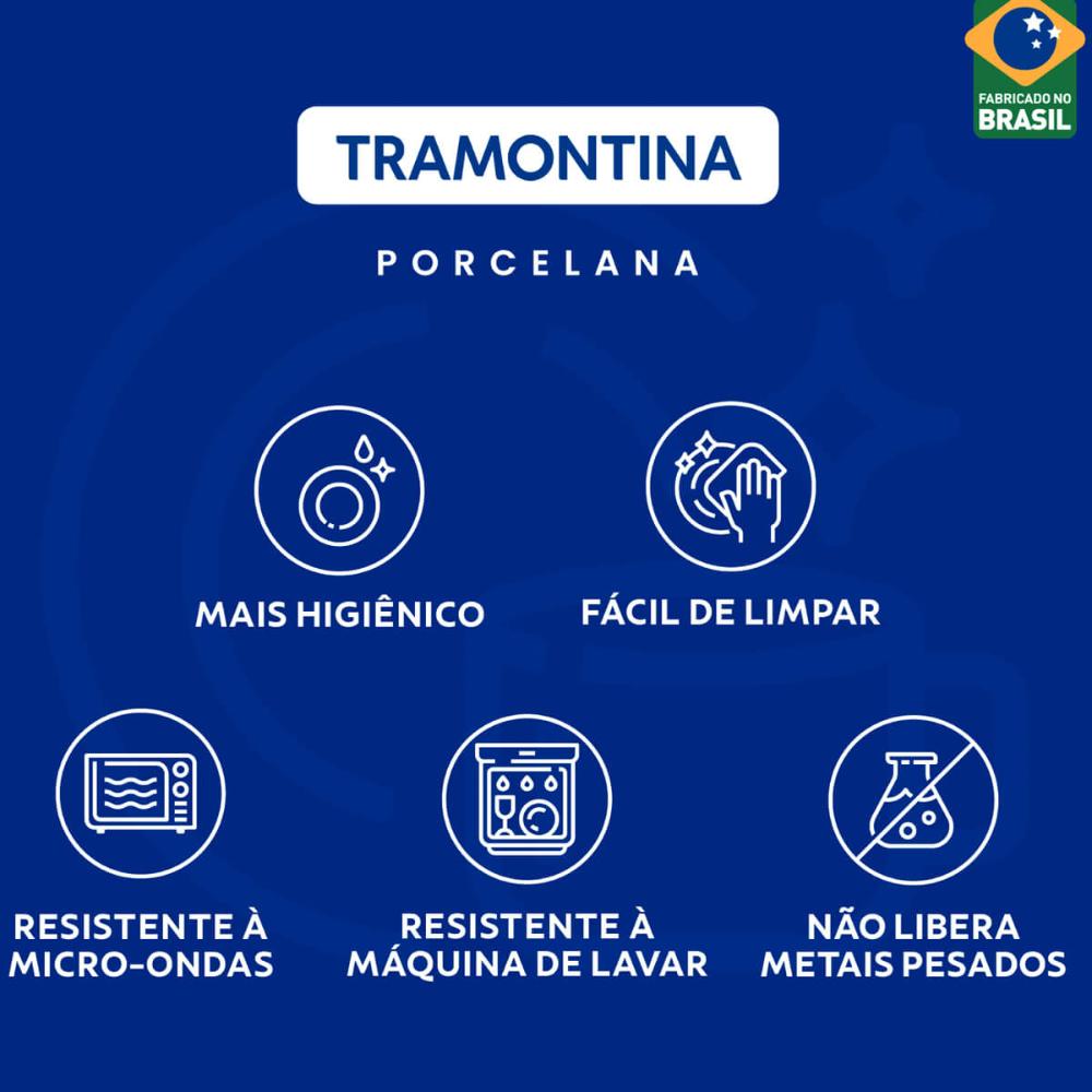 Conjunto 6 Pratos de Porcelana Tramontina Sophia 28cm Rasos