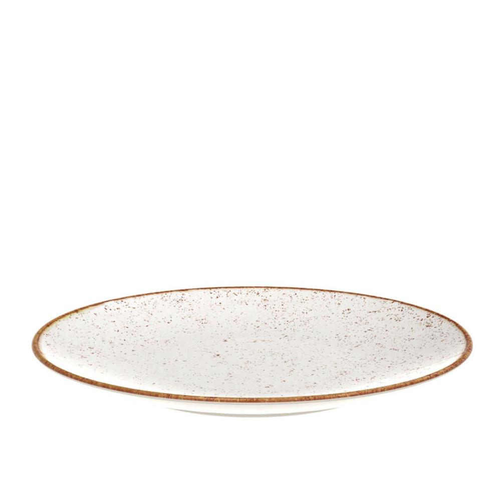 Conjunto 6 Pratos de Sobremesa Porcelana Tramontina 21cm Rústicos Marrom Mesa Posta