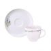 Conjunto Xícara de Café e Pires 100ml Porcelana Tramontina Lilla Branca Decorada