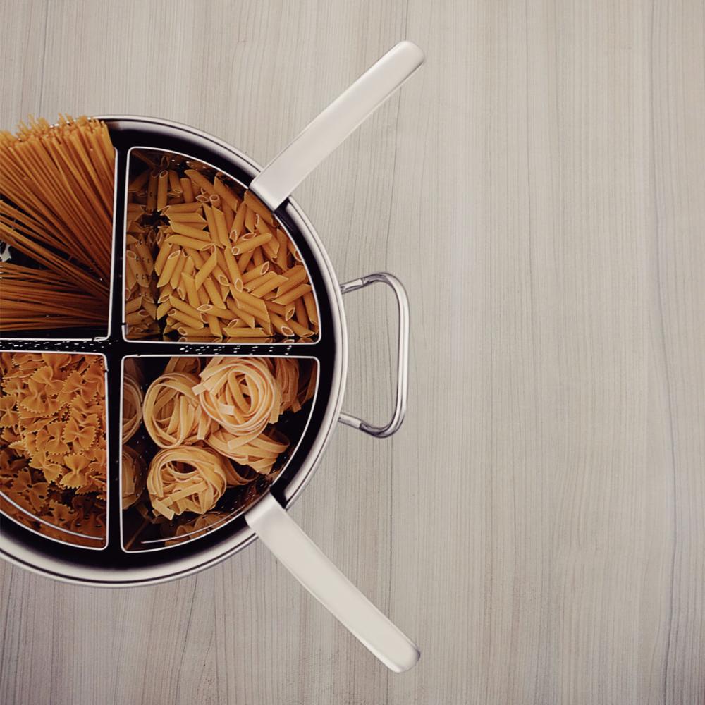 Cozi-Pasta Tramontina Professional em Aço Inox 13,5L Espagueteira 30cm com 4 Divisões