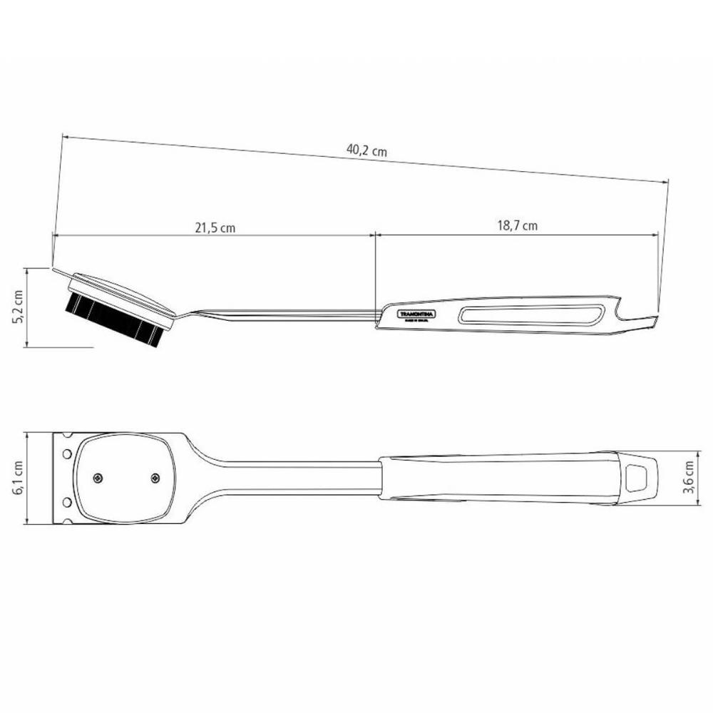 Escova de Limpar Grelha Aço Inox com Raspador Churrasqueira Tramontina Black