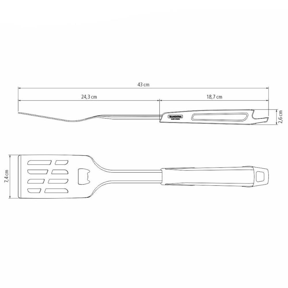 Espátula Tramontina Churrasco Black 43cm Inox Cabo Polipropi