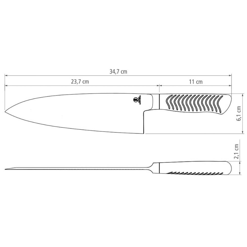 Faca Deba Tramontina Sushi Diamond Chef Comida Japonesa 8' Lâmina e Cabo em Aço Inox