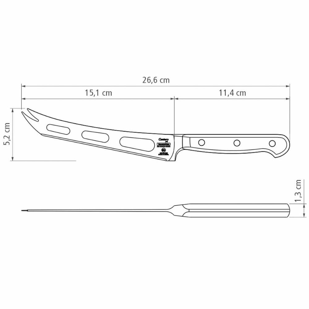 Faca Profissional para Cortar Queijo 6' Tramontina Century Aço Inox Cabo Policarbonato Fibra de Vidro Preto