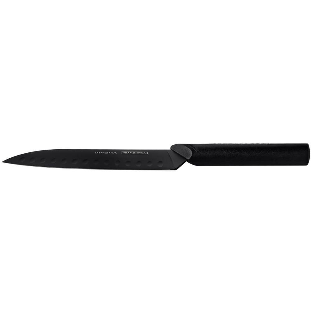Faca Santoku Tramontina Nygma 7' Inox Preta para Cortar Legumes Temperos Cabo Polipropileno