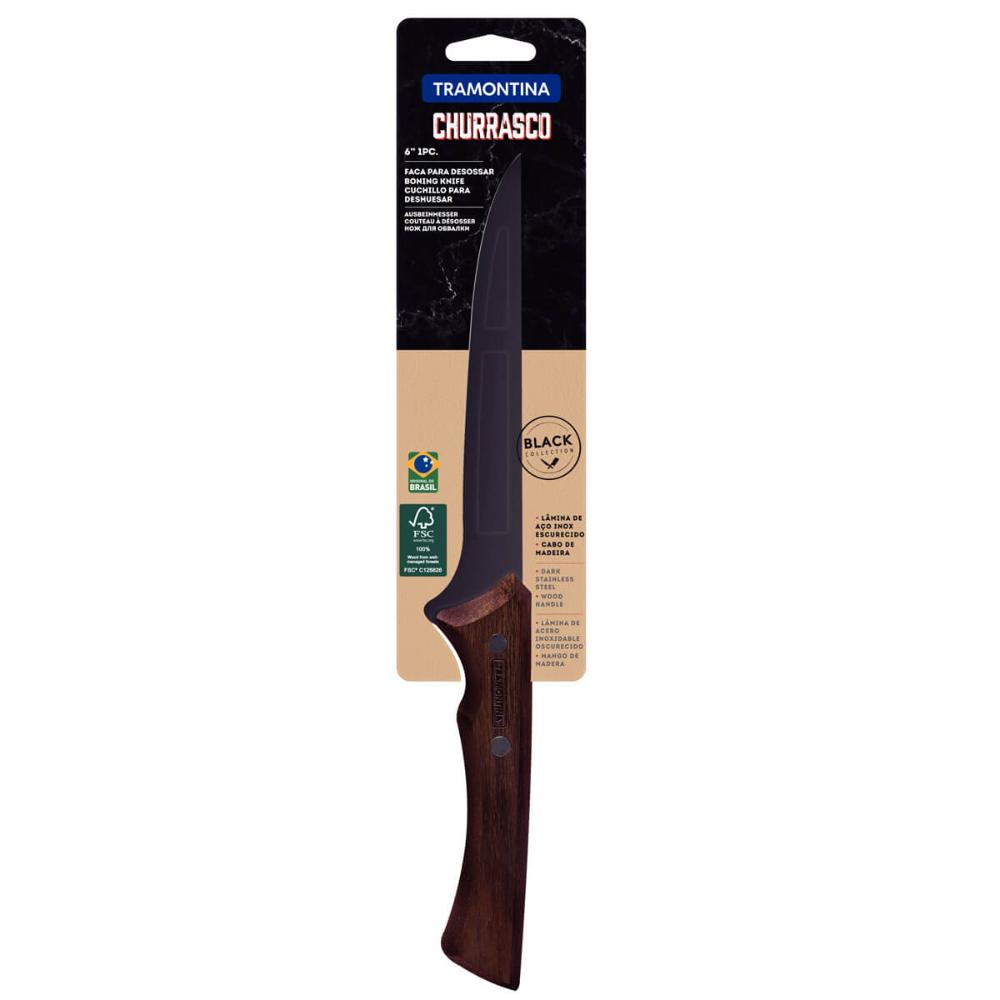 Faca de Desossar 6 Polegadas Tramontina Churrasco Black Aço