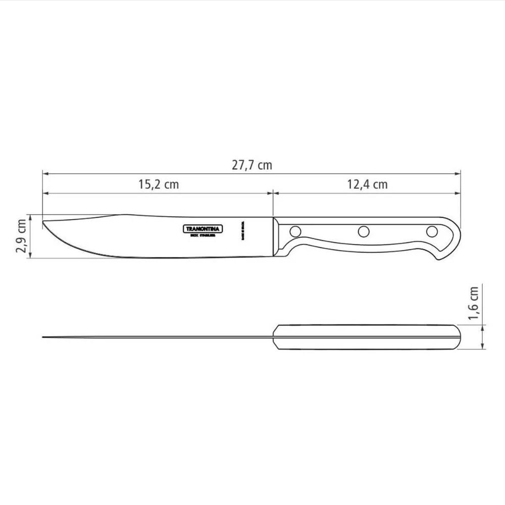 Faca para Cozinha Tramontina Ultracorte 6' em Aço Inox e Cabo de Polipropileno Preto