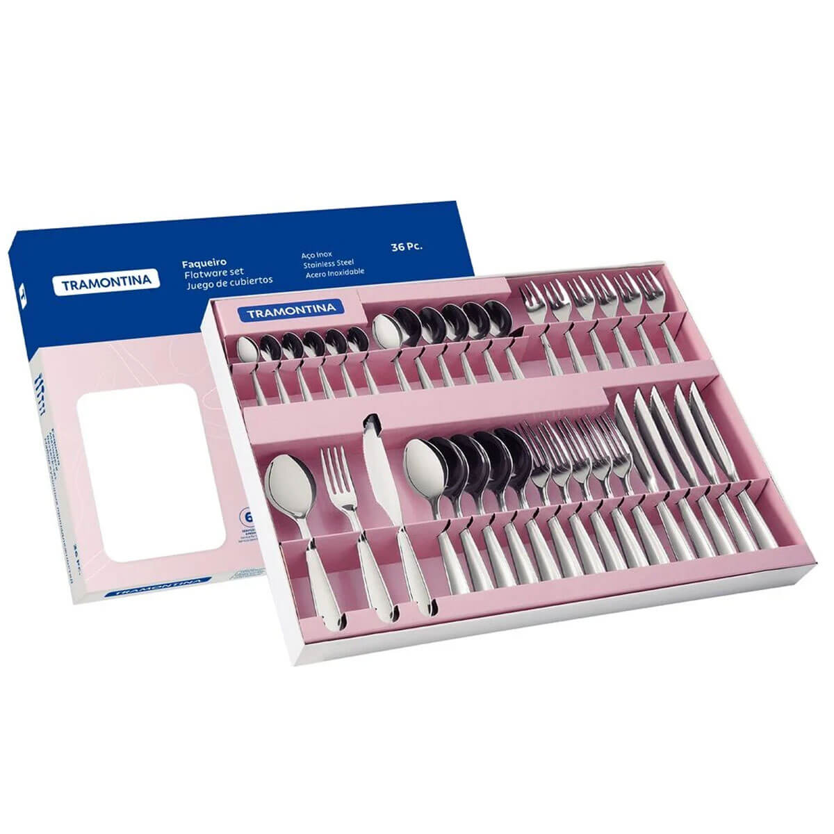 Faqueiro Aço Inox com Faca Para Churrasco 36 Peças Tramontina Laguna  