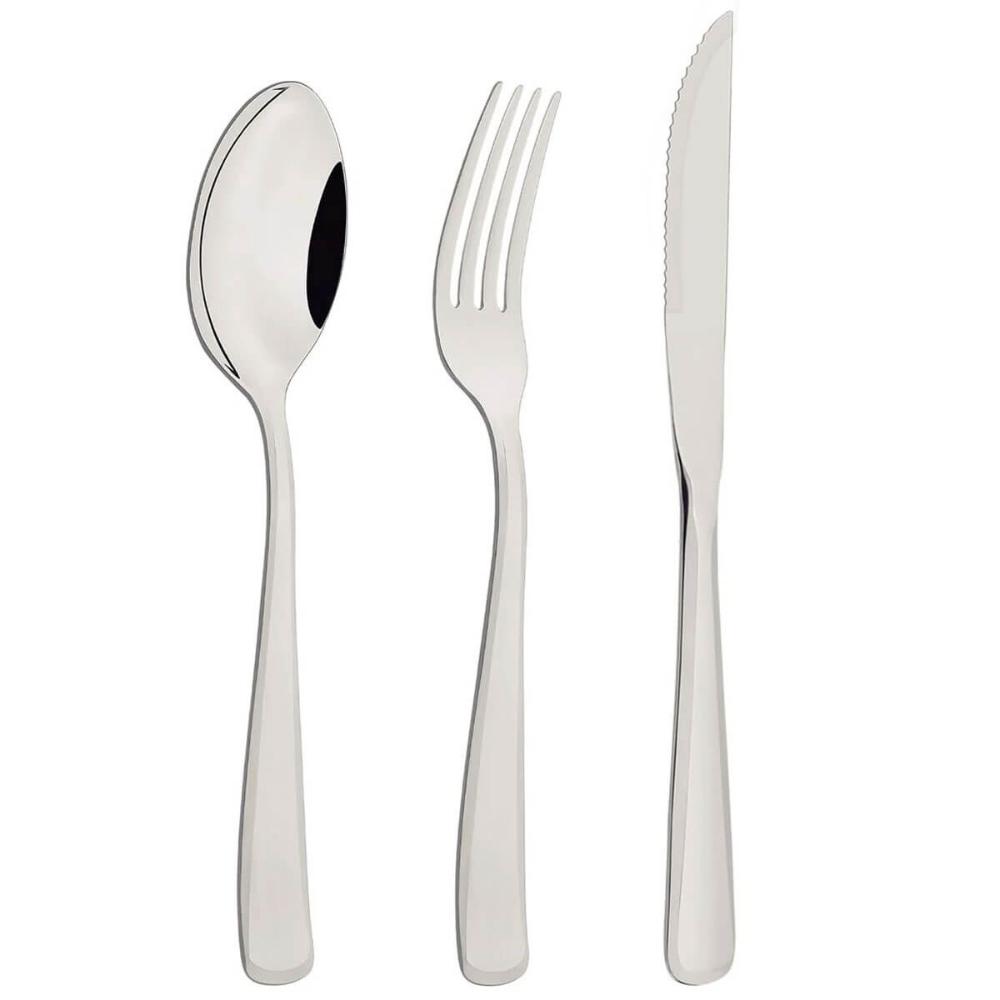 Faqueiro Aço Inox com Faca para Churrasco 72 Peças Tramontina Pacific Prata