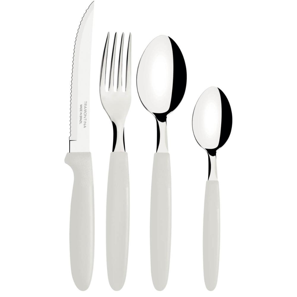 Faqueiro Tramontina Ipanema 24 Peças Branco Aço Inox Plástico com Pote Multiuso