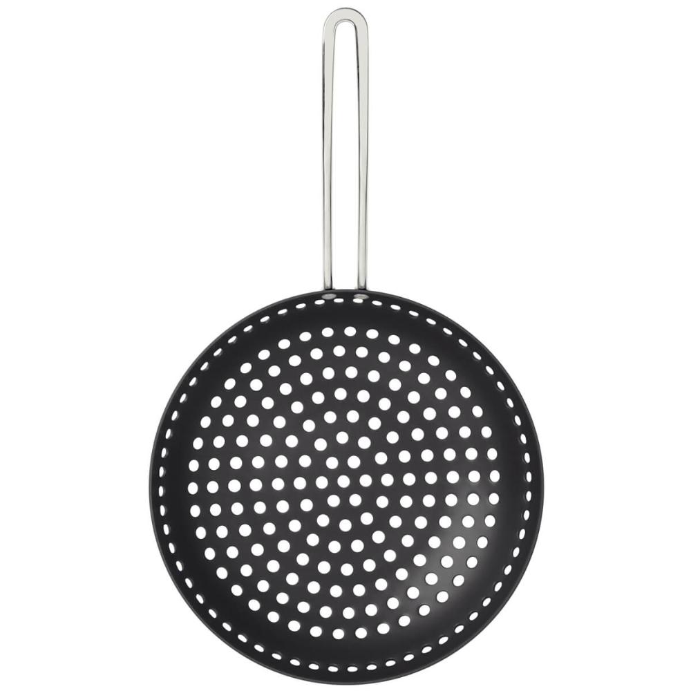Frigideira Grelha Wok Furada Tramontina para Churrasco 26,5cm Alumínio Anodizado Aço Inox Grafite