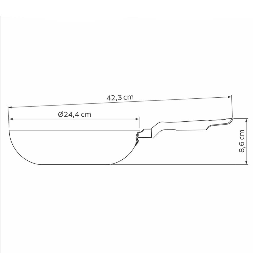 Frigideira Tramontina Loreto 2,2L Grafite Wok Funda Antiaderente Alumínio 24cm