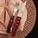 Garfo para Churrasco Jumbo Tramontina Talher Avulso Aço Inox Cabo Madeira Polywood Vermelho 