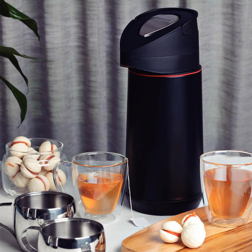 Garrafa Térmica Tramontina Exata Aço Inox Preto 1,2L para Ág