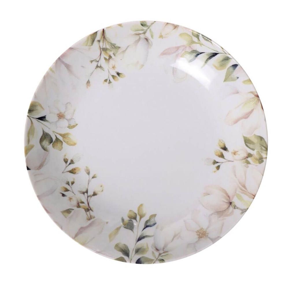 Jogo 6 Pratos Fundos 22cm Porcelana Tramontina Magnólia Sopas Caldos Mesa Posta