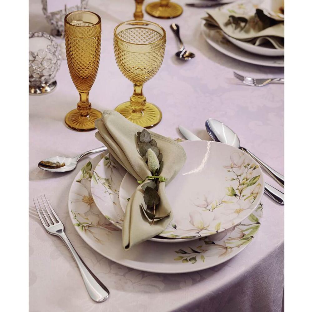 Jogo 6 Pratos Rasos Porcelana Decorada 28cm Tramontina Magnólia Mesa Posta Eventos
