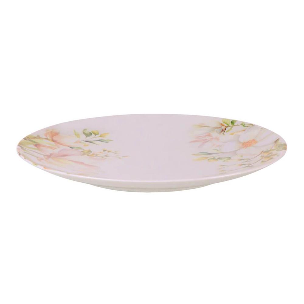 Jogo 6 Pratos Rasos Porcelana Decorada 28cm Tramontina Magnólia Mesa Posta Eventos