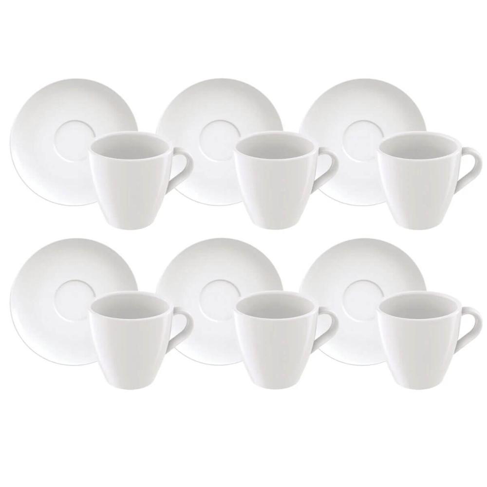 Jogo 6 Xícara de Porcelana Capuccino com Pires 200ml Café Tr