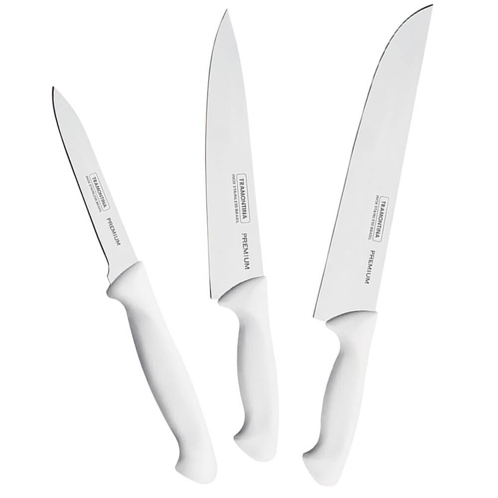 Jogo De Facas 3 Peças Premium Inox Tramontina Legumes Carnes